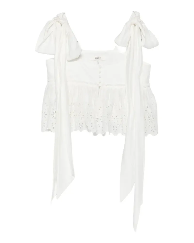 Chloé broderie-anglaise tie-fastening top - Weiß Weiß