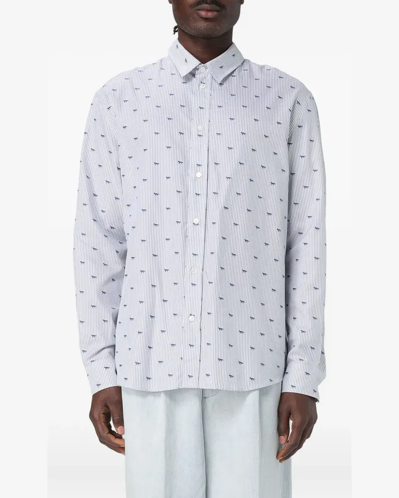 Kitsuné Gestreiftes Fuchshemd - Weiß Weiß