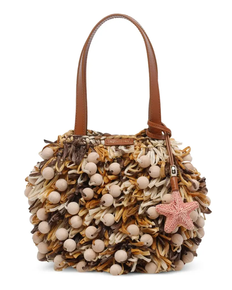 Aquazzura wood pom-pom clutch bag - Nude Nude