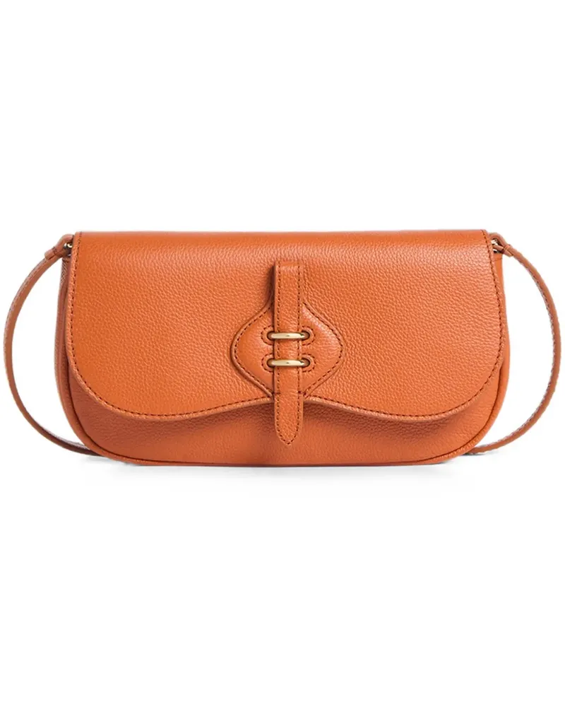 Coccinelle Kleine Mavery Schultertasche aus gekörntem Leder - Orange Orange