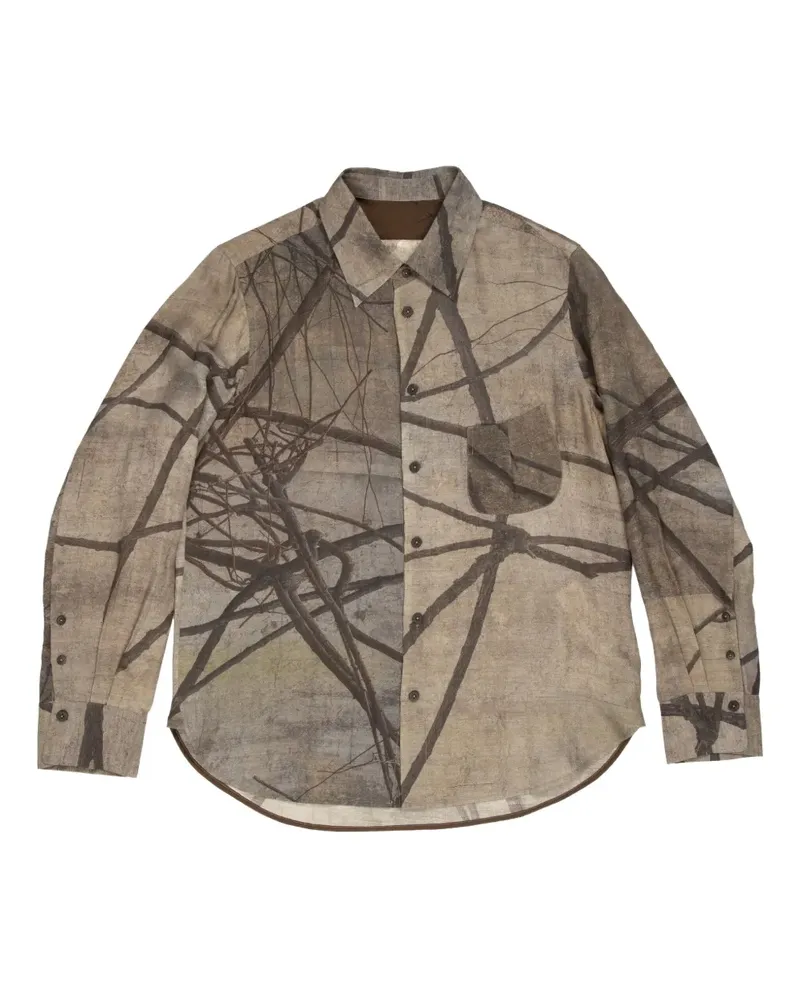 Ziggy Chen Poloshirt mit Digital-Print - Braun Braun