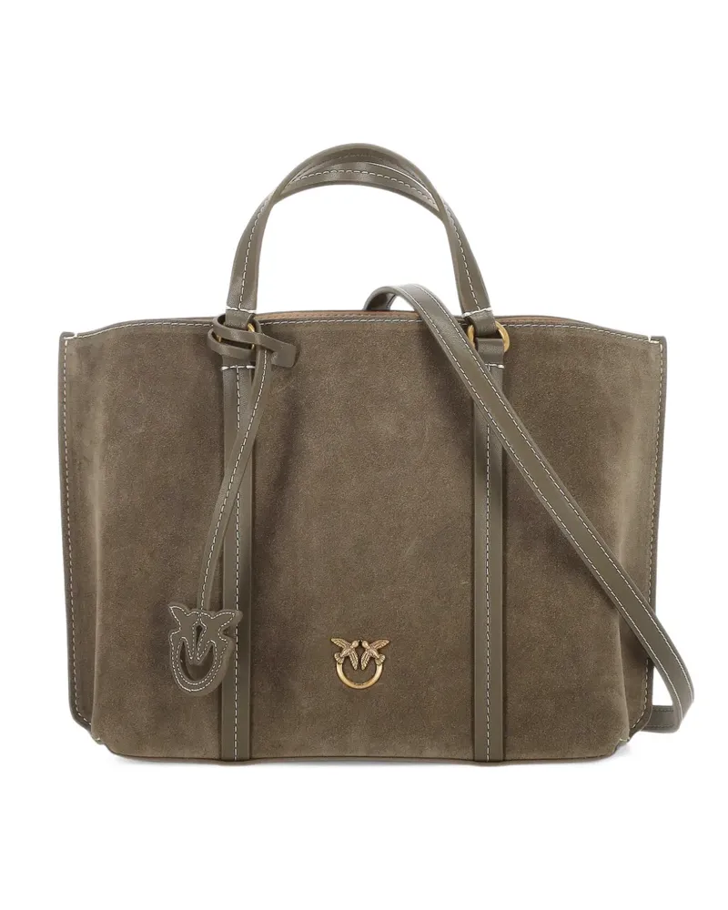 Pinko Love Birds suede tote bag - Braun Braun