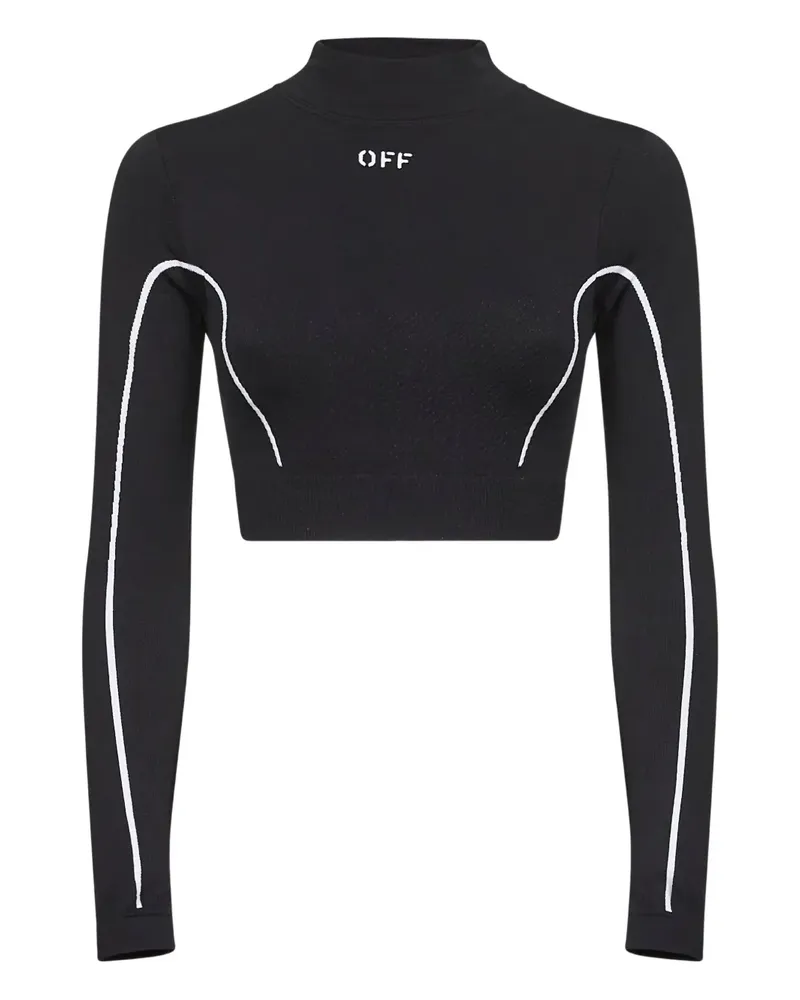 OFF-WHITE Geripptes Cropped-Sweatshirt mit Streifendetail - Schwarz Schwarz