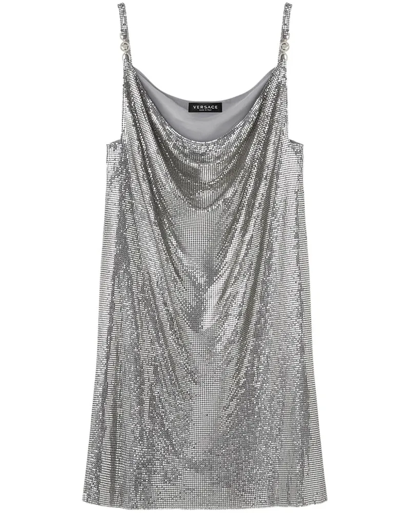 Versace Minikleid mit Wasserfallkragen - Silber Silber