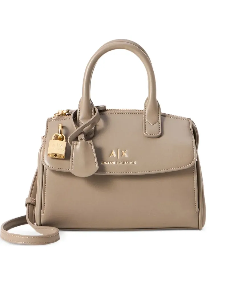 Armani Exchange Kleiner Schloss-Tote Bag mit Logo-Schild - Nude Nude