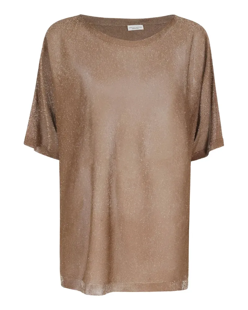 Roberto Collina metallic short-sleeve T-shirt - Nude Nude