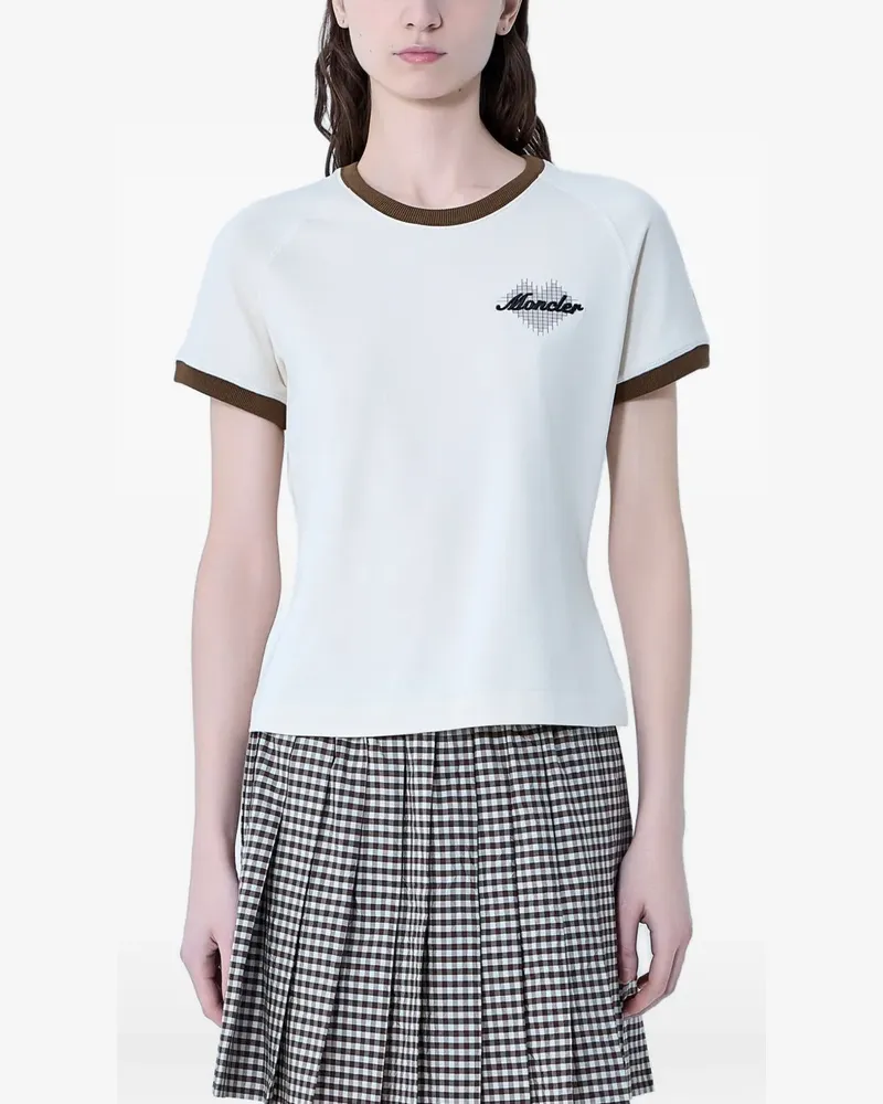 Moncler embroidered heart-motif T-shirt - Nude Nude