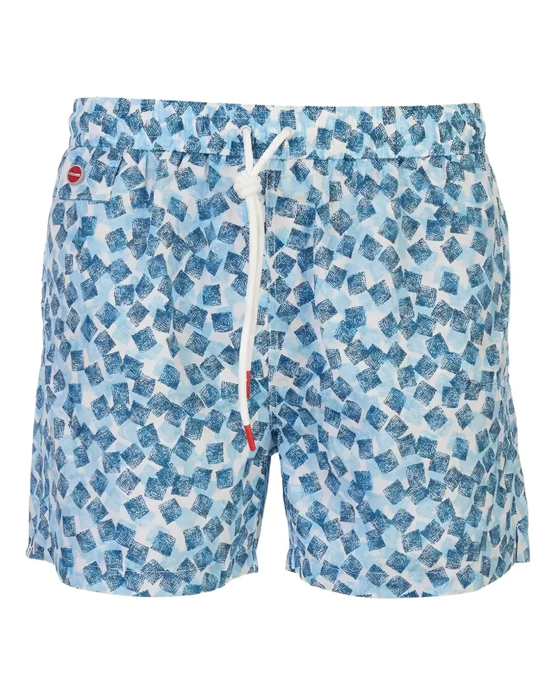 Kiton geometric-print swim shorts - Blau Blau
