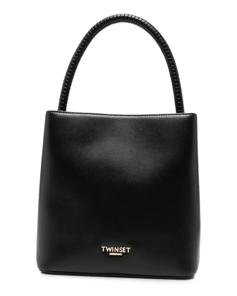 Twin-Set Handtasche mit Logo-Schild - Schwarz Schwarz
