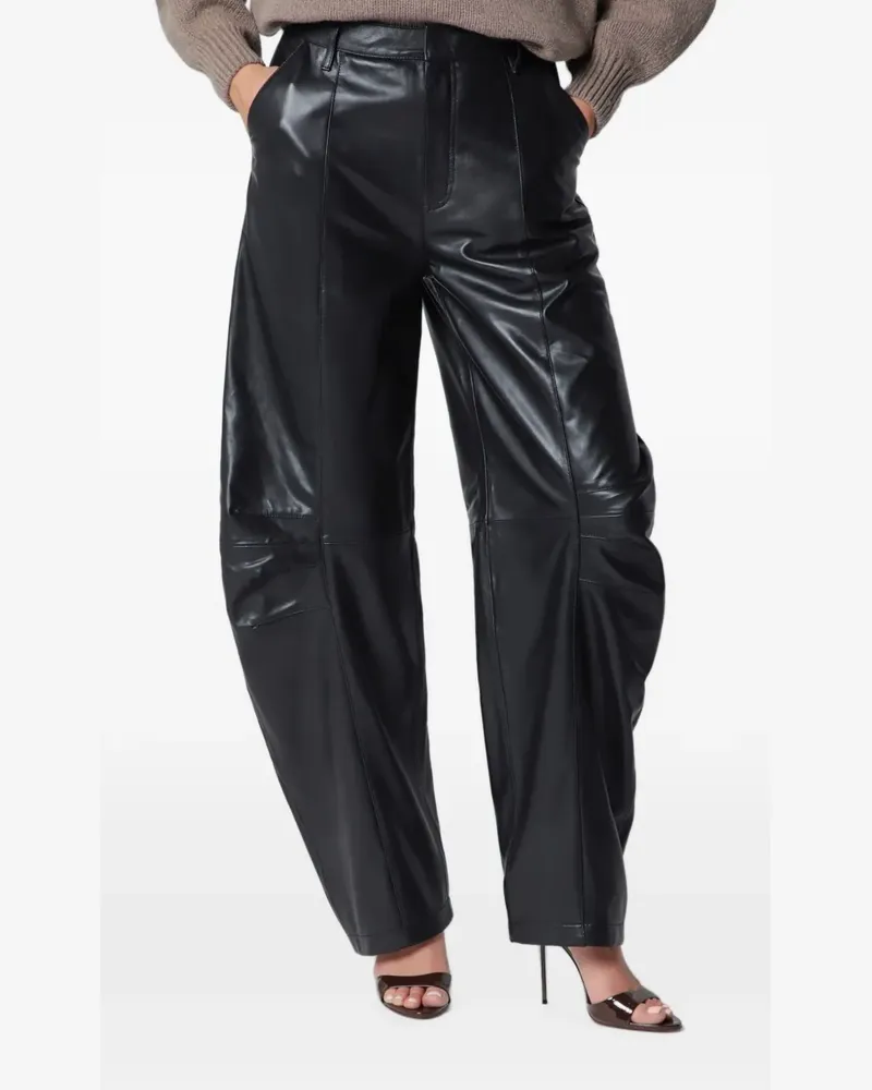 ROTATE Birger Christensen leather cargo pants black - Schwarz Schwarz