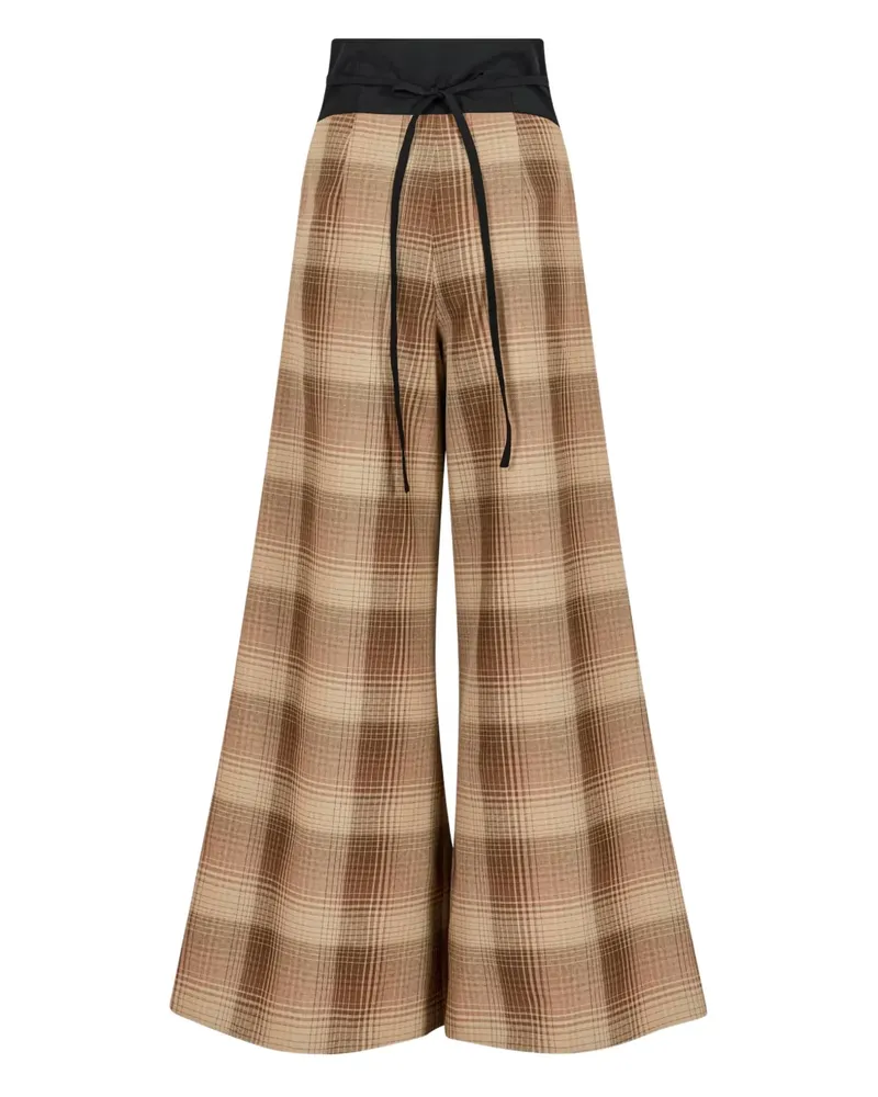 Rosie Assoulin tie-plaid palazzo trousers - Braun Braun