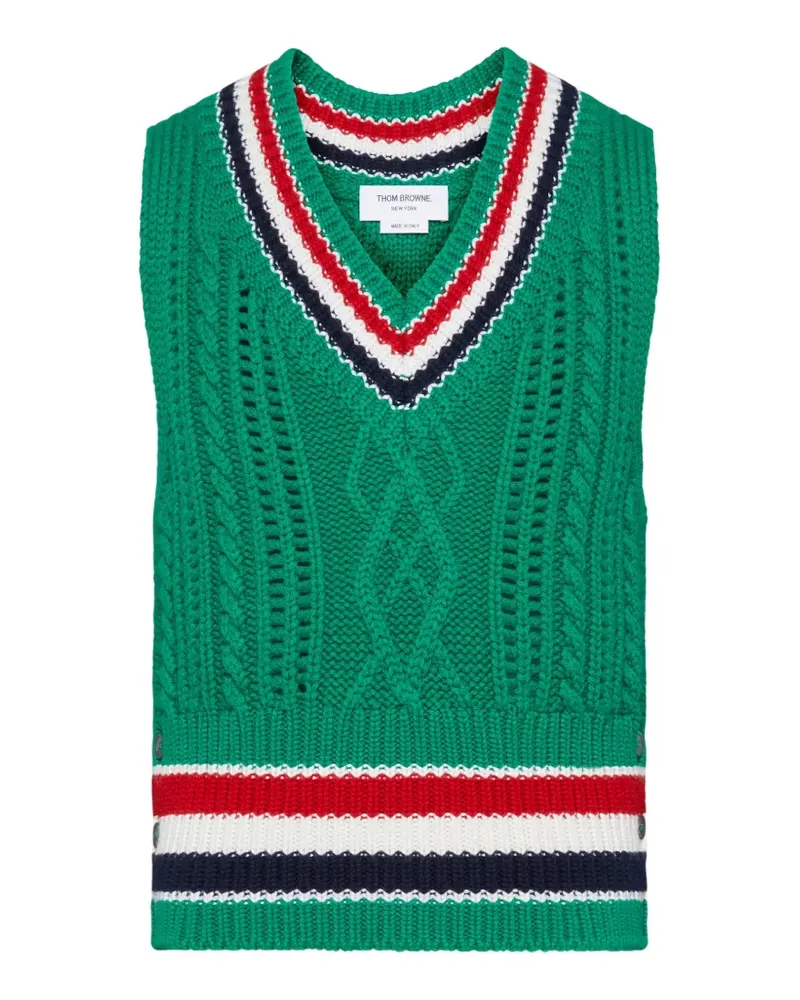 Thom Browne Rwb-stripe cable-knit vest - Grün Grün
