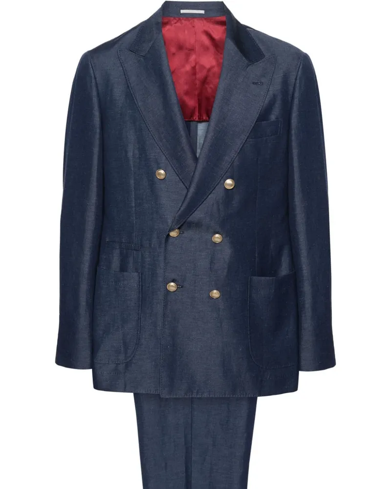 Brunello Cucinelli Doppelreihiger Anzug - Blau Blau