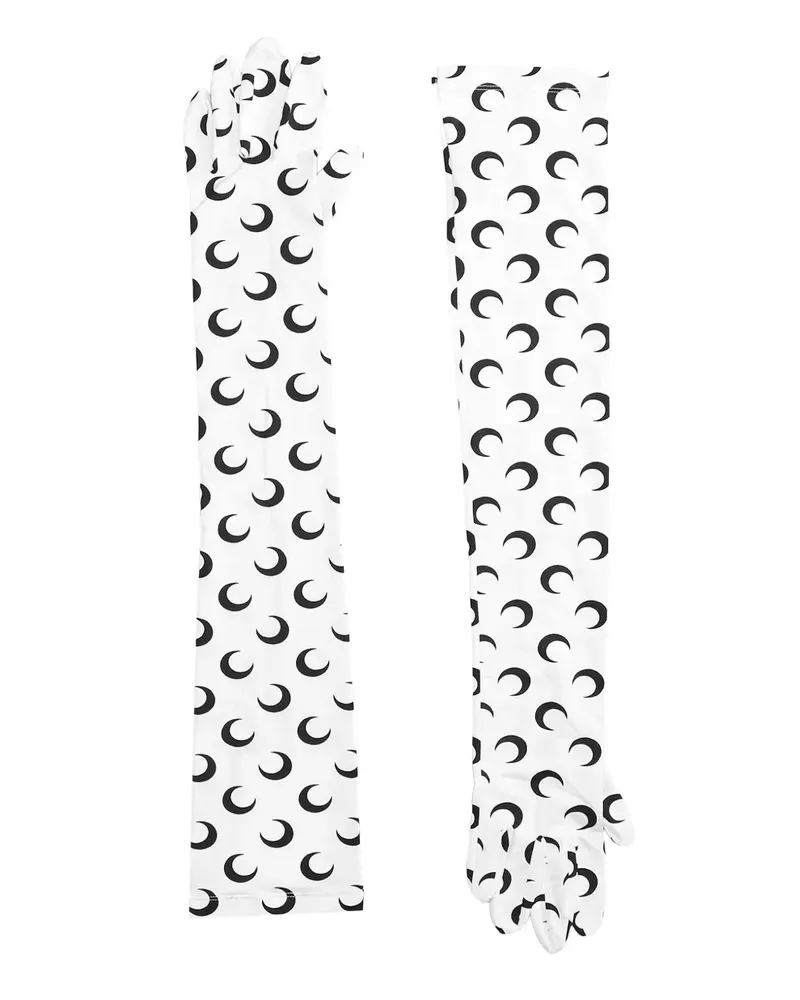 Marine Serre Handschuhe mit Mond-Print - Weiß Weiß
