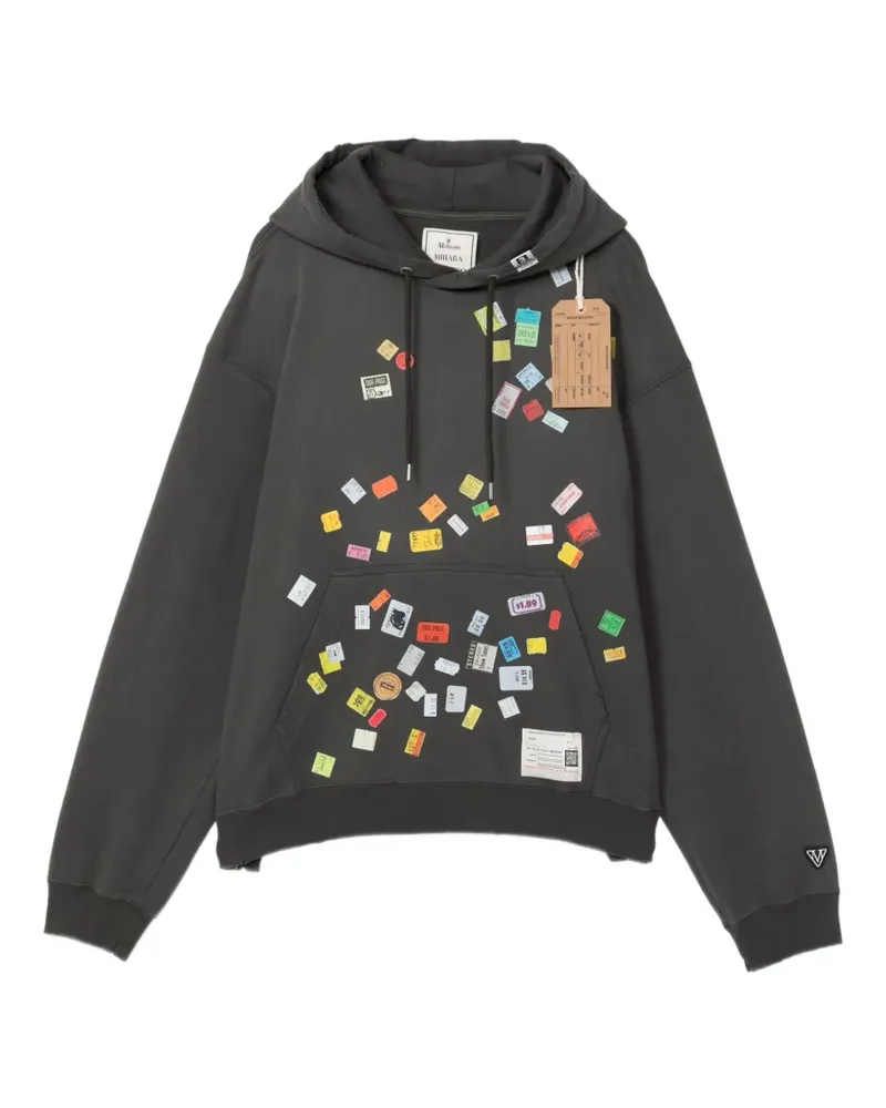 MIHARAYASUHIRO Hoodie mit Preisschild-Print - Grau Grau