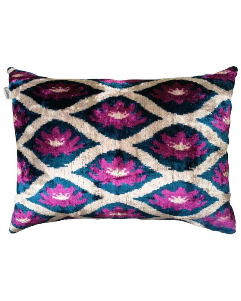 Les-Ottomans Jacquard-Kissen aus Samt - Rosa Rosa