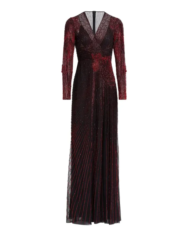 Elie Saab bead-embroidered wrap-style maxi dress - Schwarz Schwarz