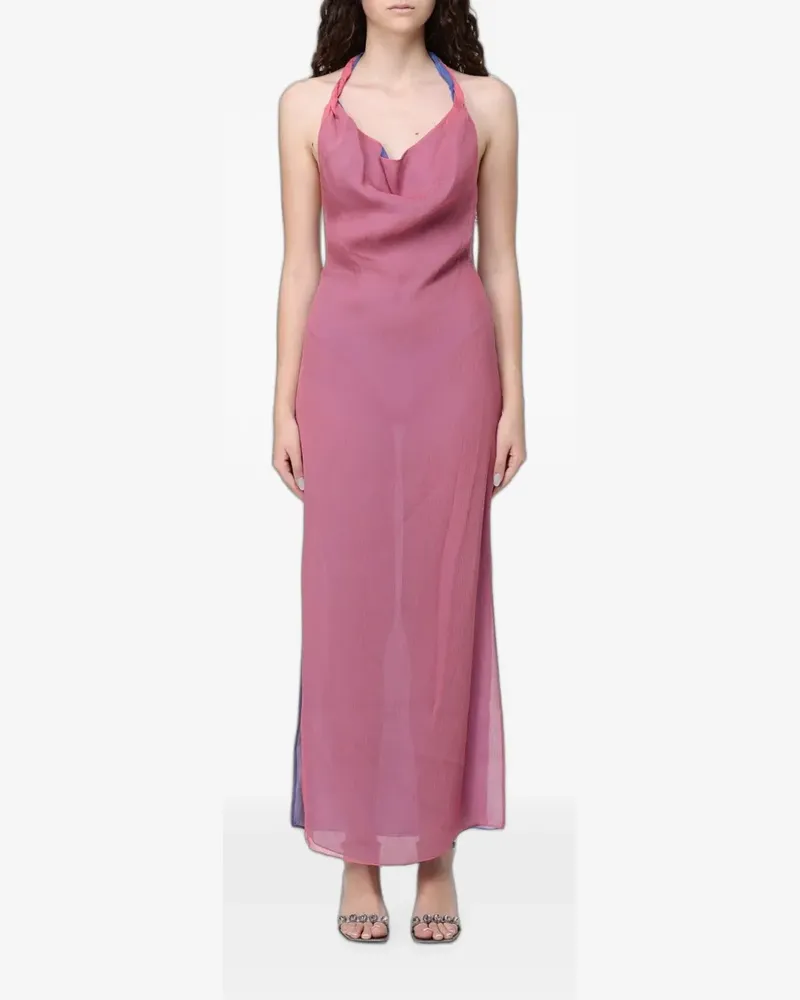 Giorgio Armani silk cowl-neck maxi dress - Rosa Rosa