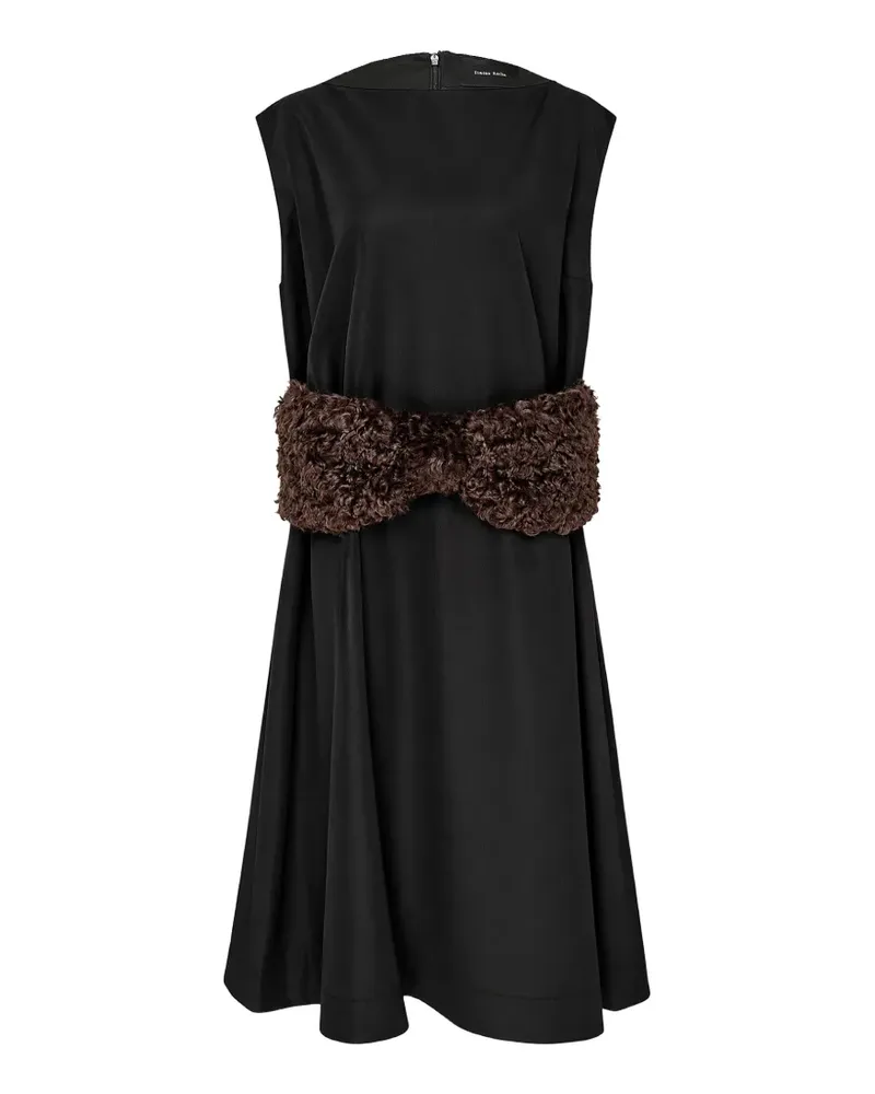 Simone Rocha Midikleid mit Schleifendetail aus Faux Fur - Schwarz Schwarz