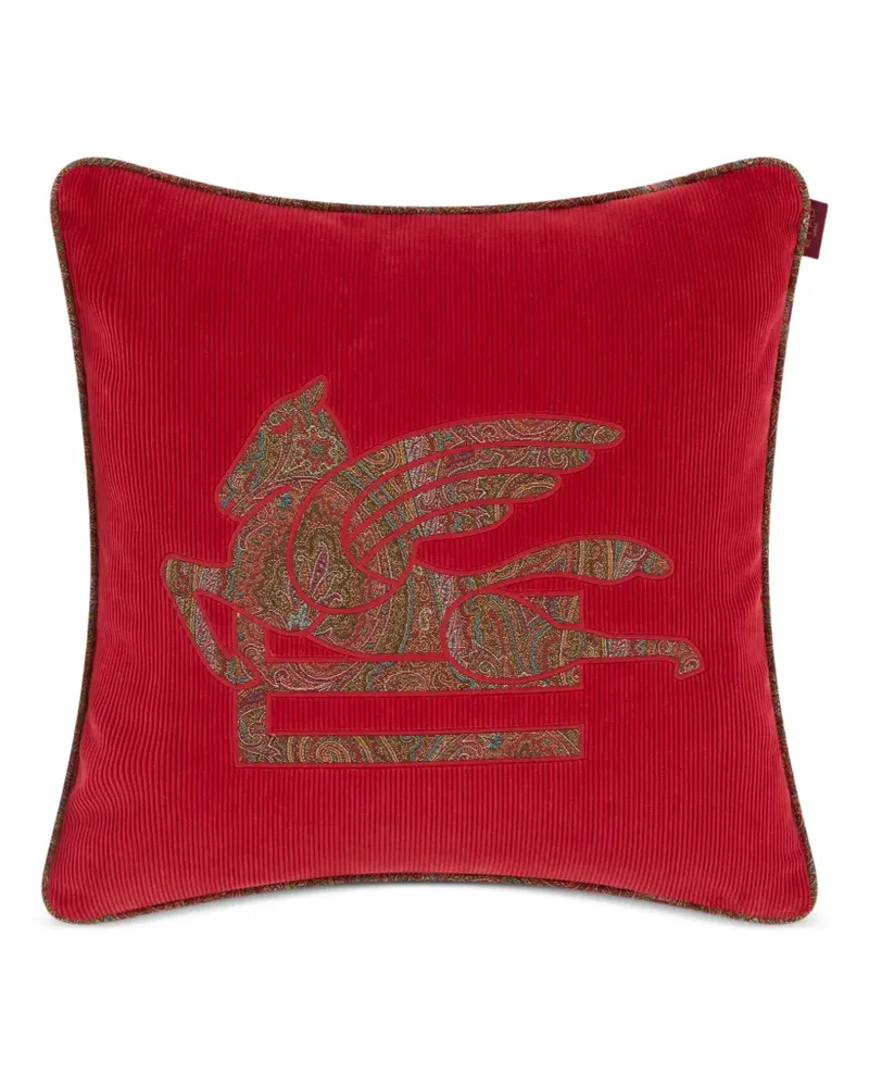 Etro Pegaso Kissen aus Cord - Rot Rot