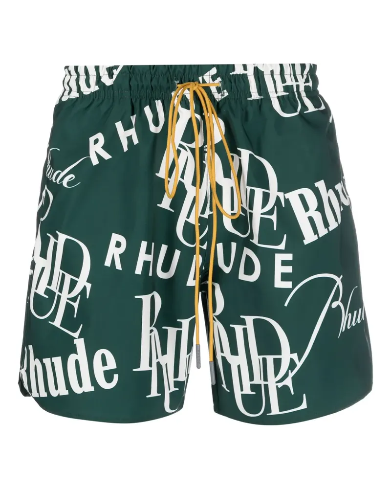 RHUDE Segelshorts mit grafischem Print - Grün Grün