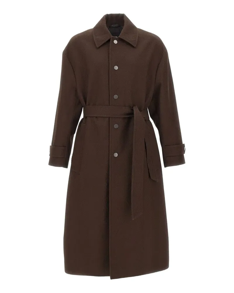 HUGO BOSS herringbone-pattern belted coat - Braun Braun