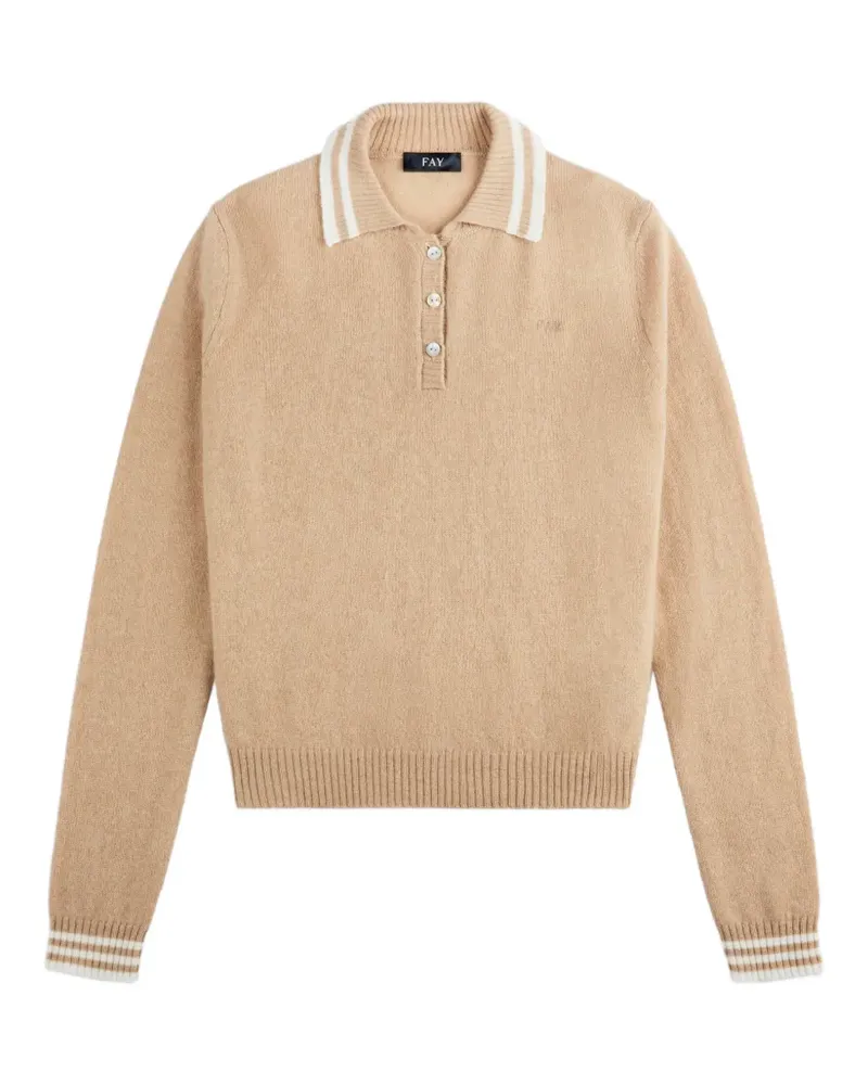 Fay Poloshirt mit gestreiften Details - Nude Nude