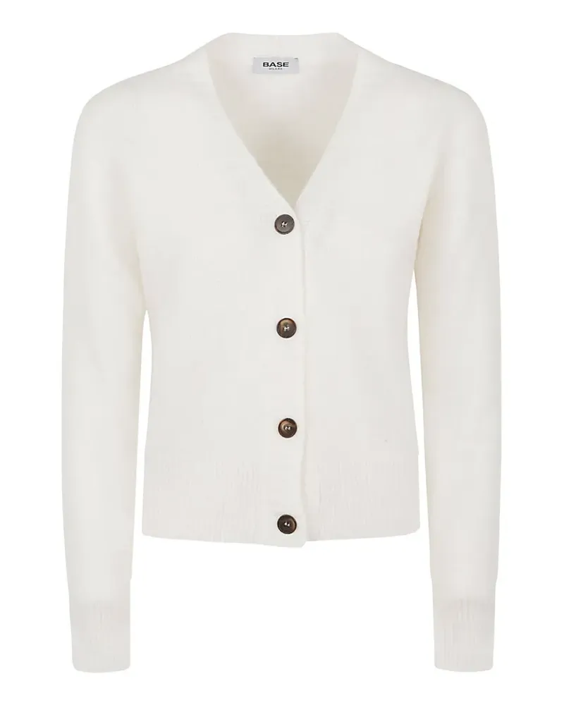 BASE Milano V-neck wool cardigan - Weiß Weiß