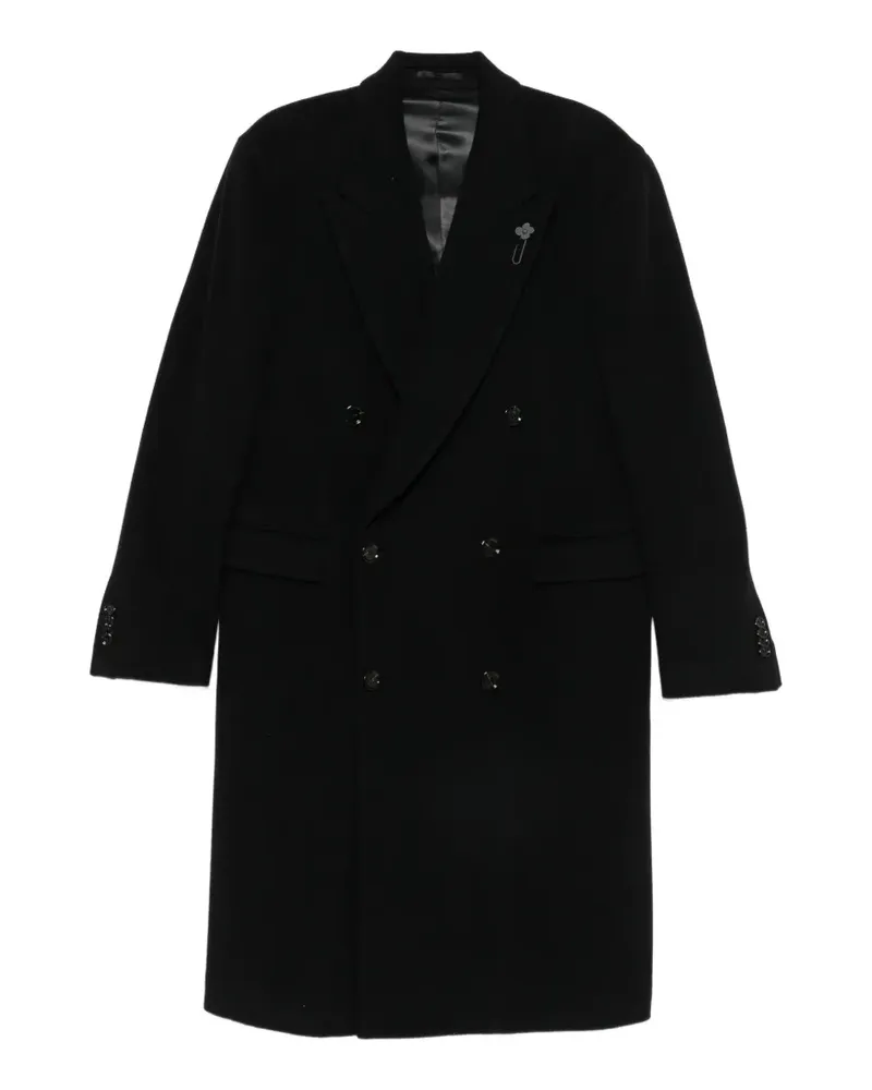LARDINI double-breasted peaked-lapel coat - Schwarz Schwarz