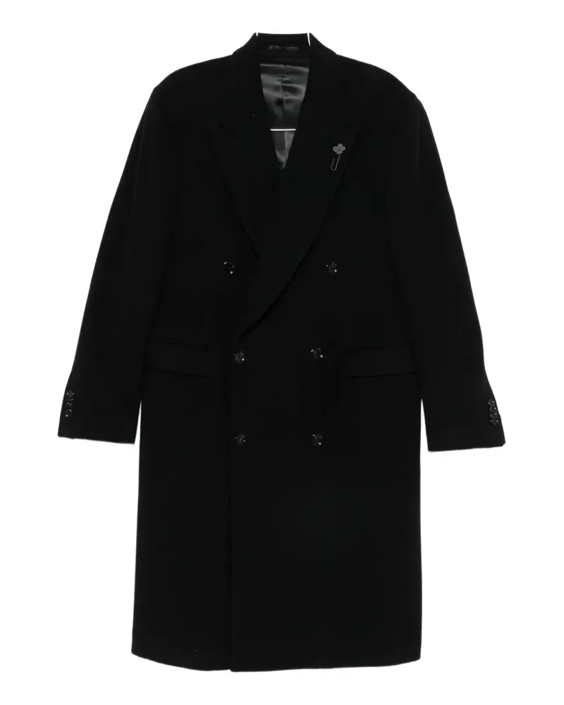 LARDINI double-breasted peaked-lapel coat - Schwarz Schwarz