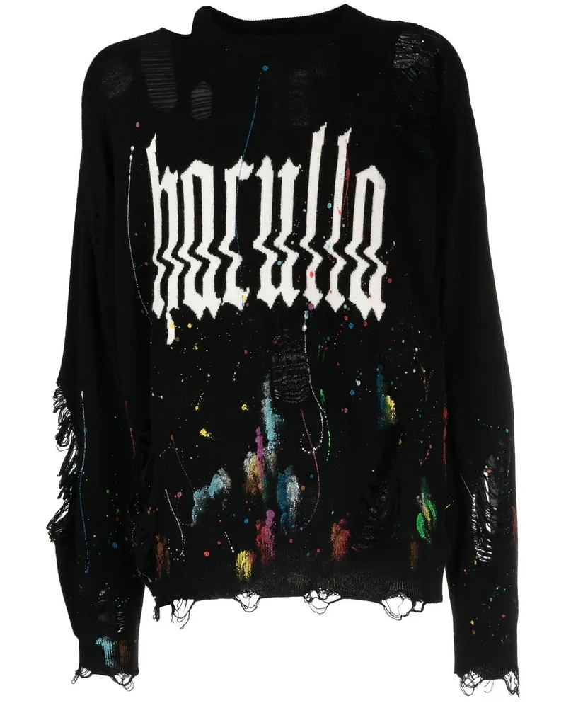 Haculla Glitched Pullover im Distressed-Look - Schwarz Schwarz