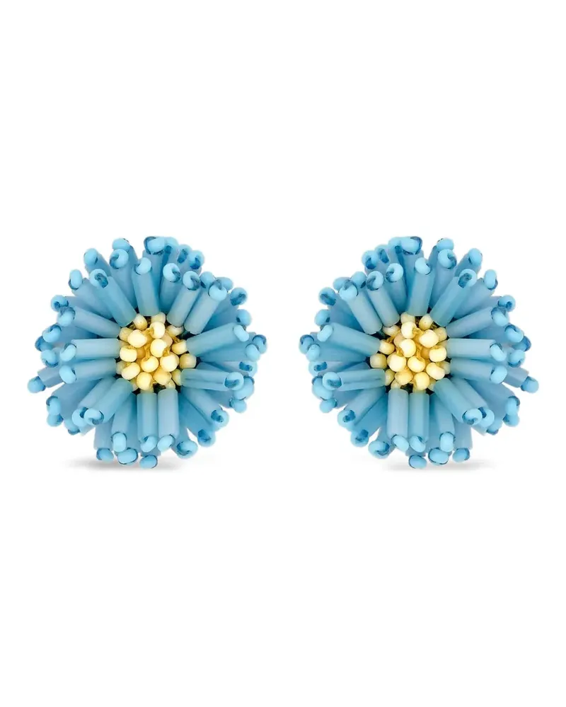 Oscar de la Renta Pompom Flower Ohrringe - Blau Blau