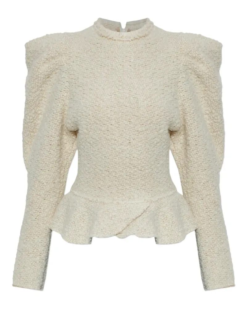 Isabel Marant Giamili ruffled-hem puff-sleeve top - Nude Nude