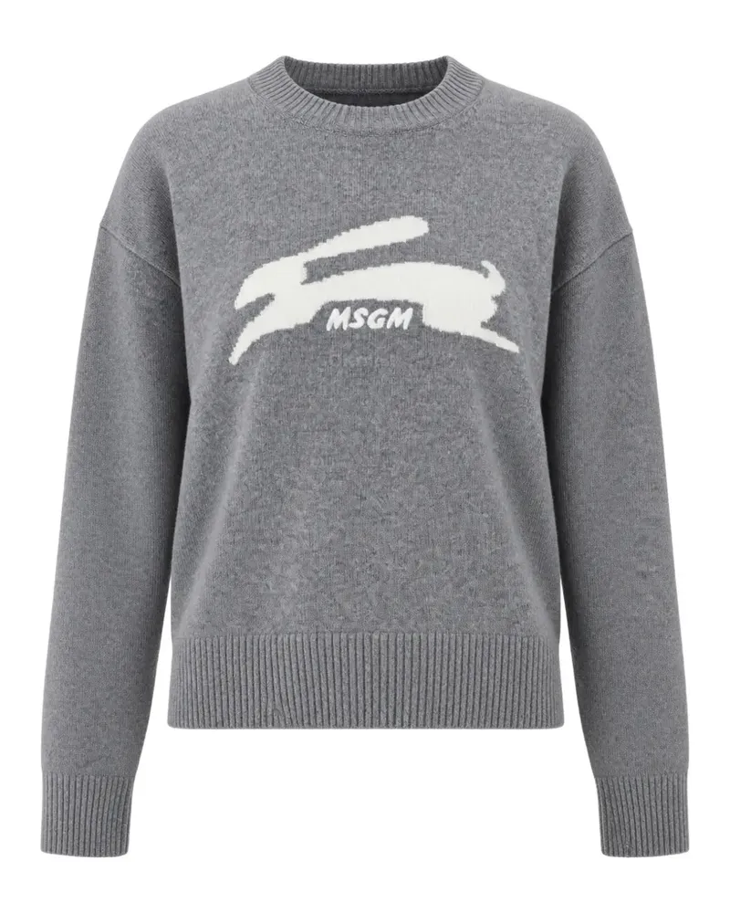 MSGM rabbit-intarsia crew-neck sweater - Grau Grau