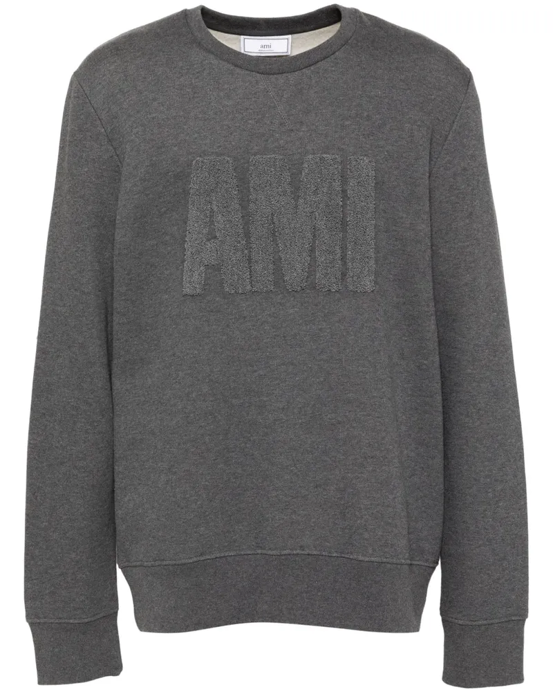 AMI Paris Sweatshirt mit Logo-Patch - Grau Grau