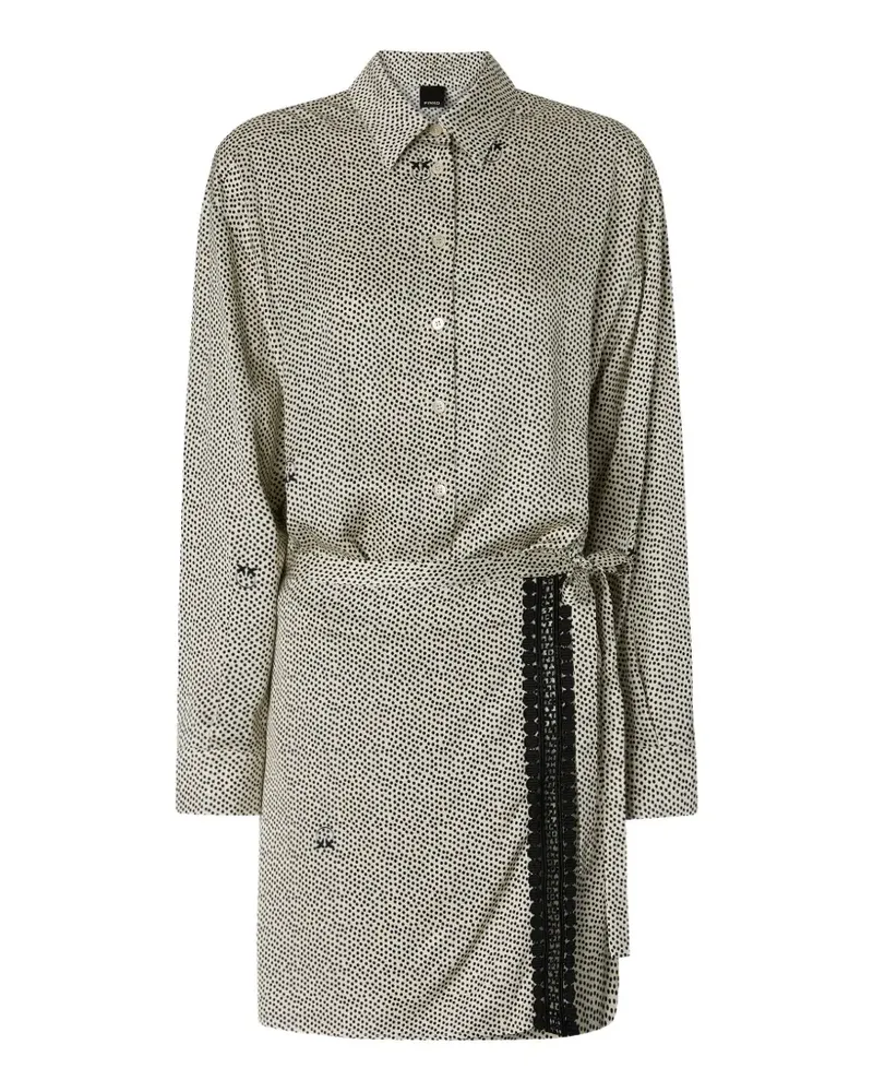Pinko Hemdkleid mit Polka Dots und Spitzenbesatz - Nude Nude