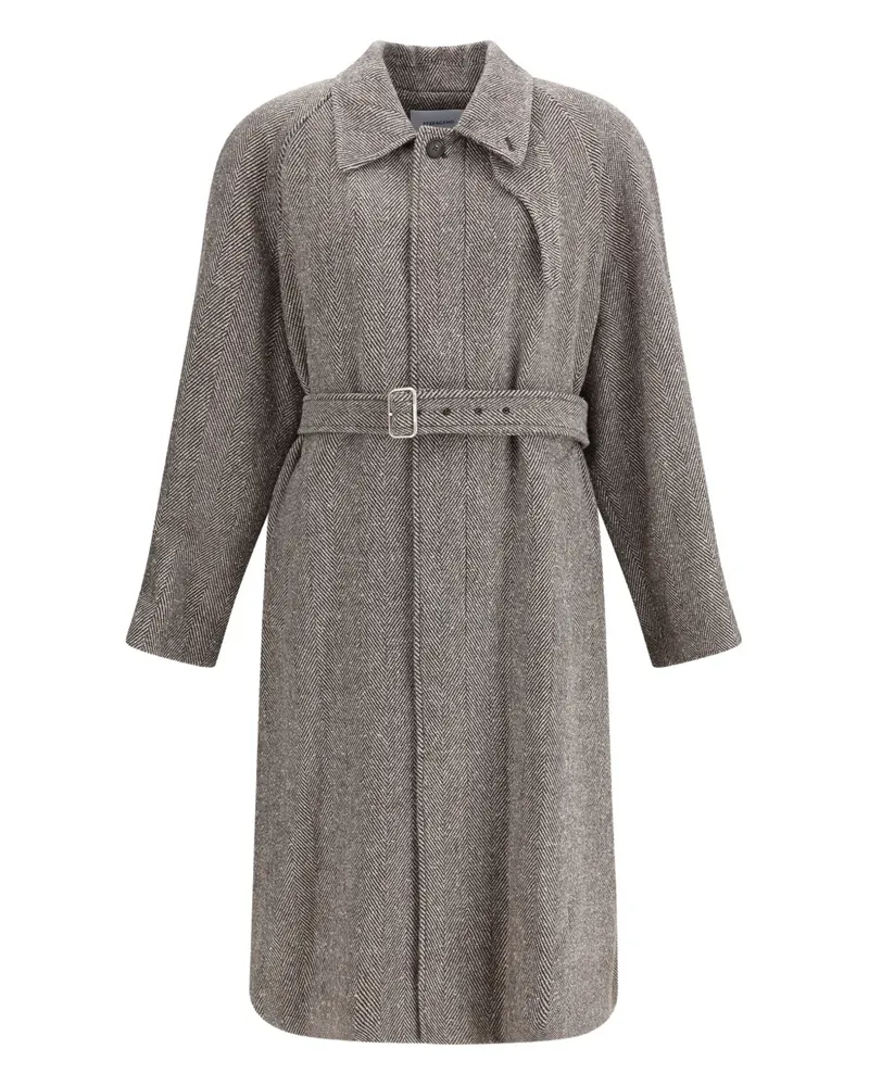 Ferragamo Herringbone belted coat - Braun Braun
