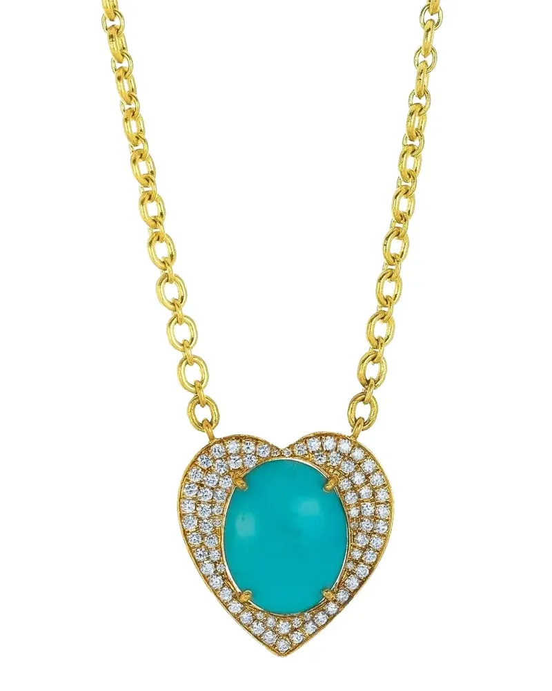 Irene Neuwirth 18kt Dot Gelbgoldhalskette mit Türkis und Diamanten Gold