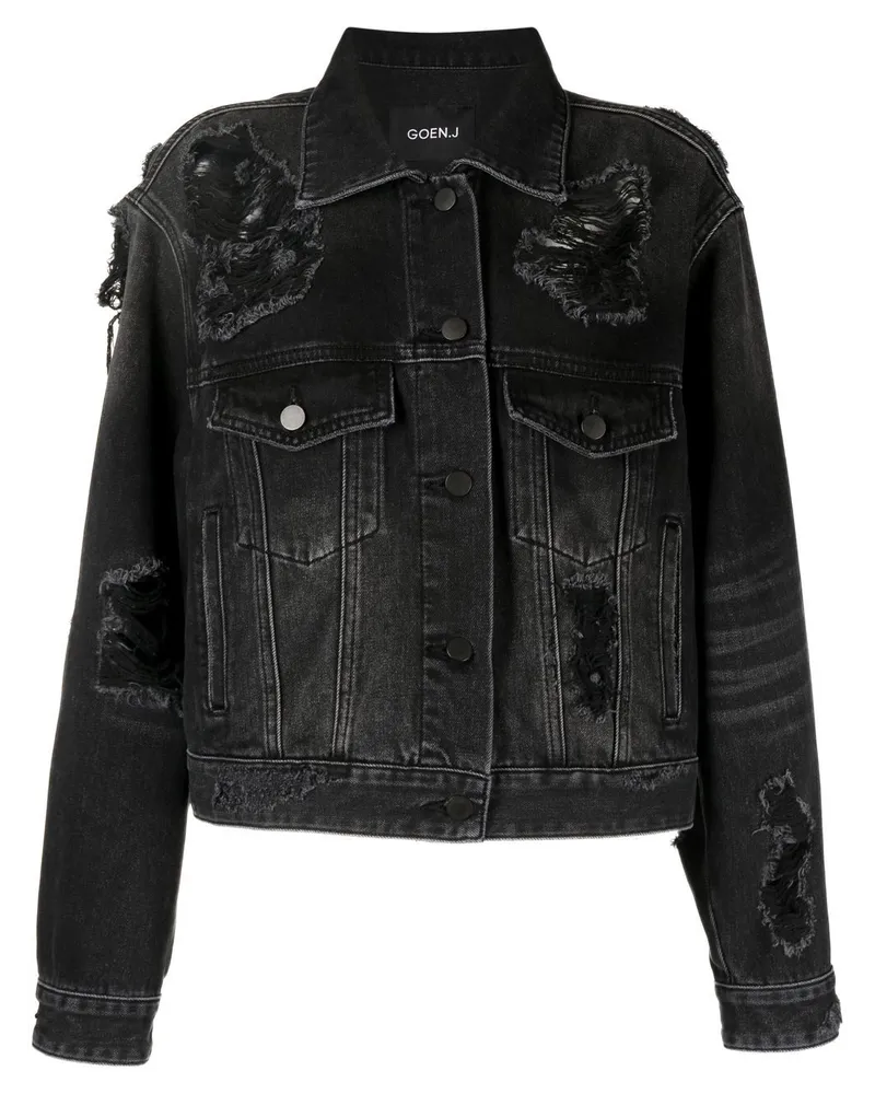 GOEN.J Jeansjacke im Distressed-Look - Schwarz Schwarz