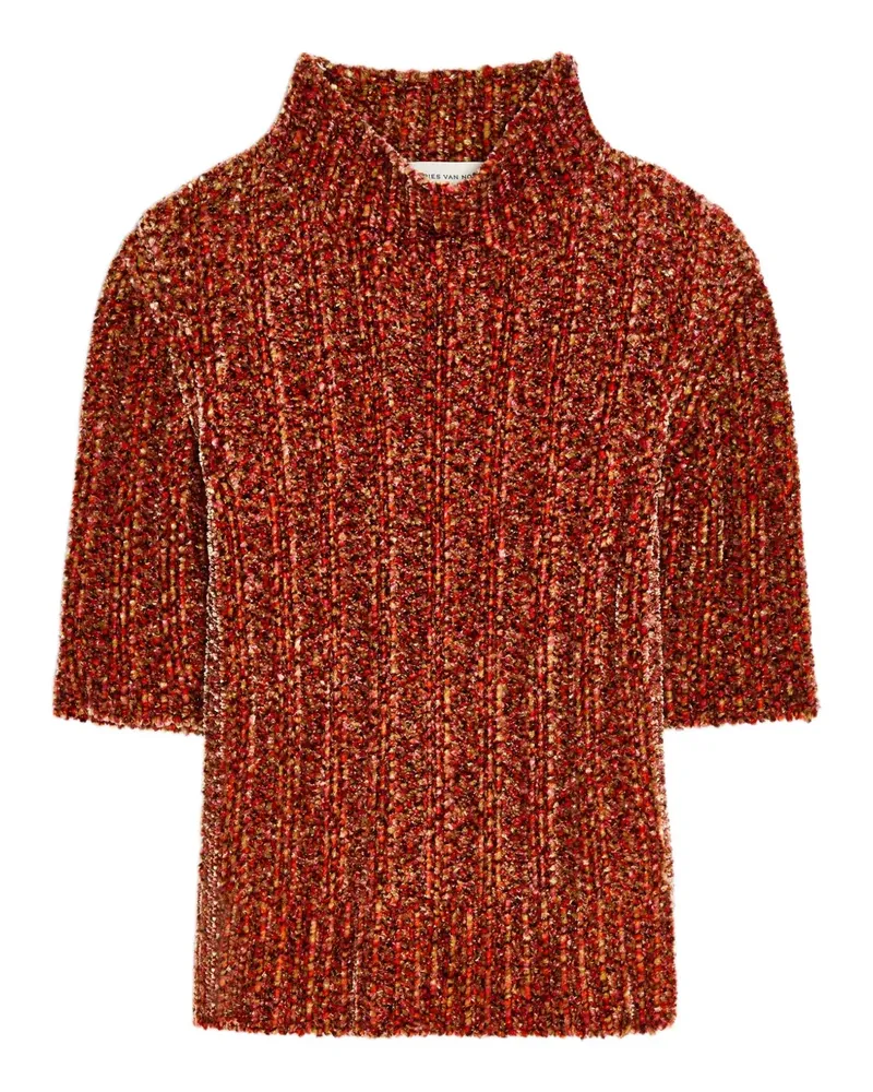Dries van Noten Gerippter Pullover mit kurzen Ärmeln - Rot Rot