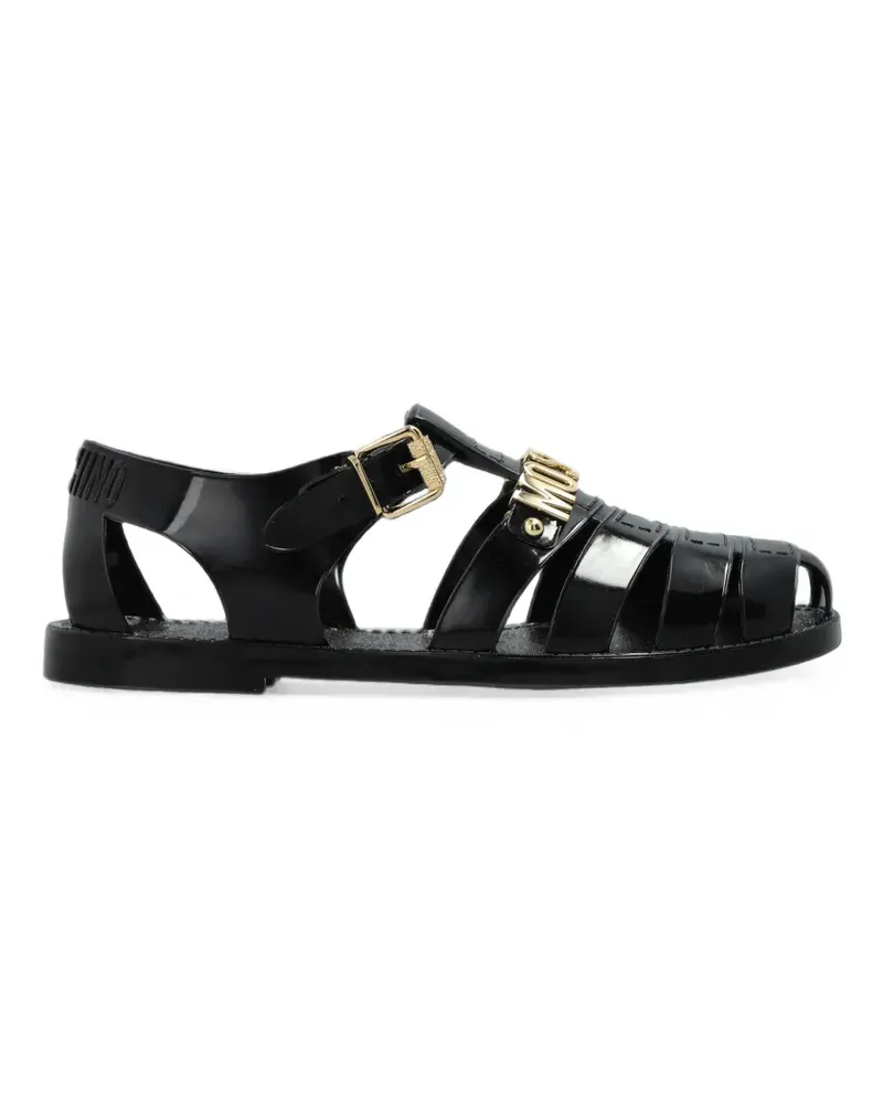 Moschino Sandalen mit Logo-Schild - Schwarz Schwarz
