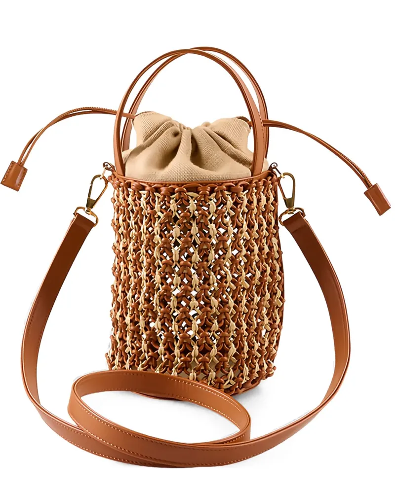 Rodo Rebecca Tote Bag mit Webmuster - Braun Braun