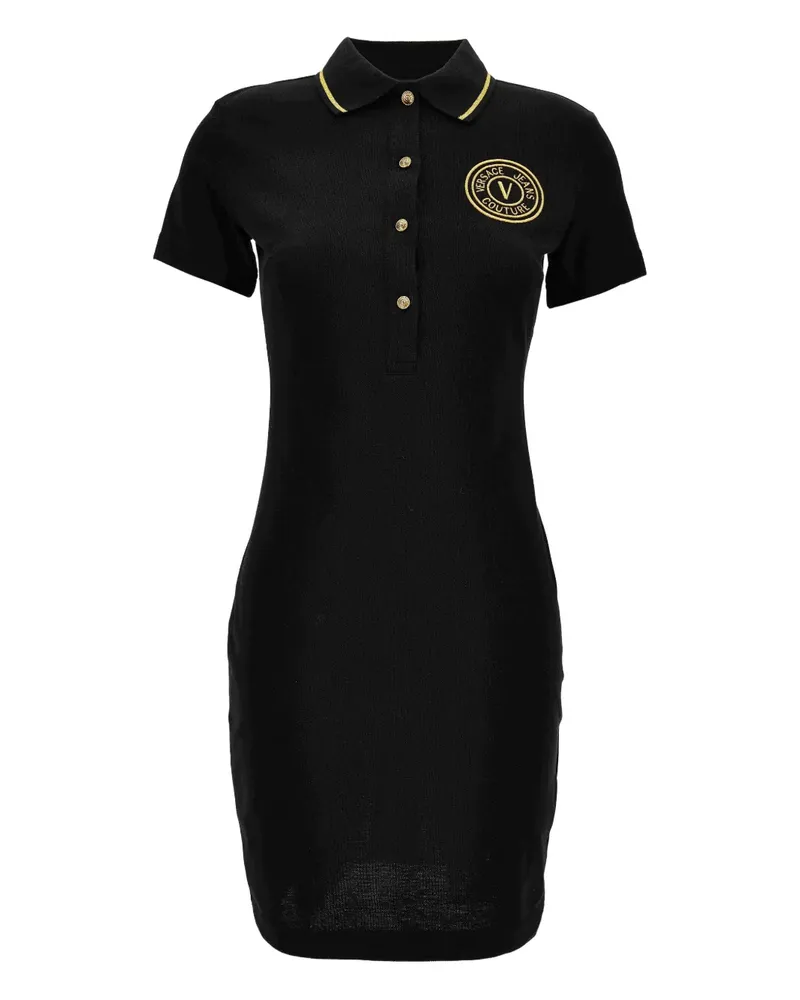 Versace Jeans Poloshirtkleid mit Logo-Stickerei - Schwarz Schwarz