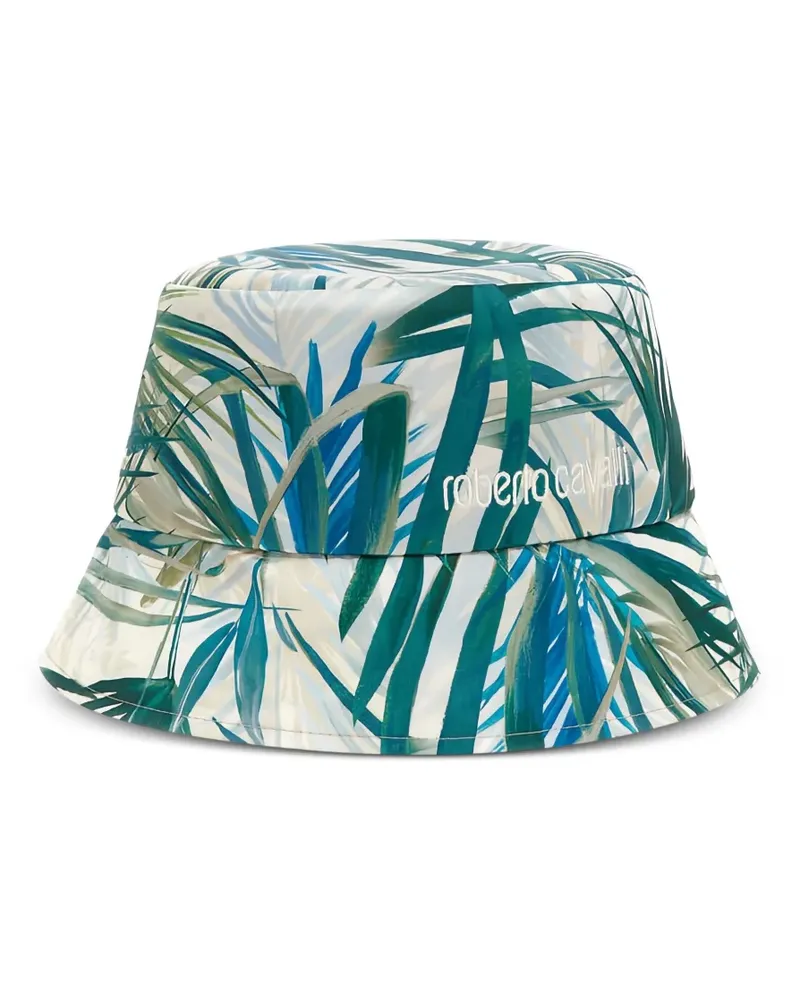 Roberto Cavalli Bestickter Fischerhut mit Palmen-Print - Weiß Weiß