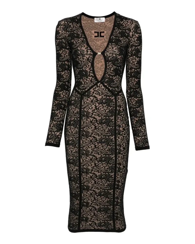 Elisabetta Franchi Midikleid mit Cut-Out - Schwarz Schwarz