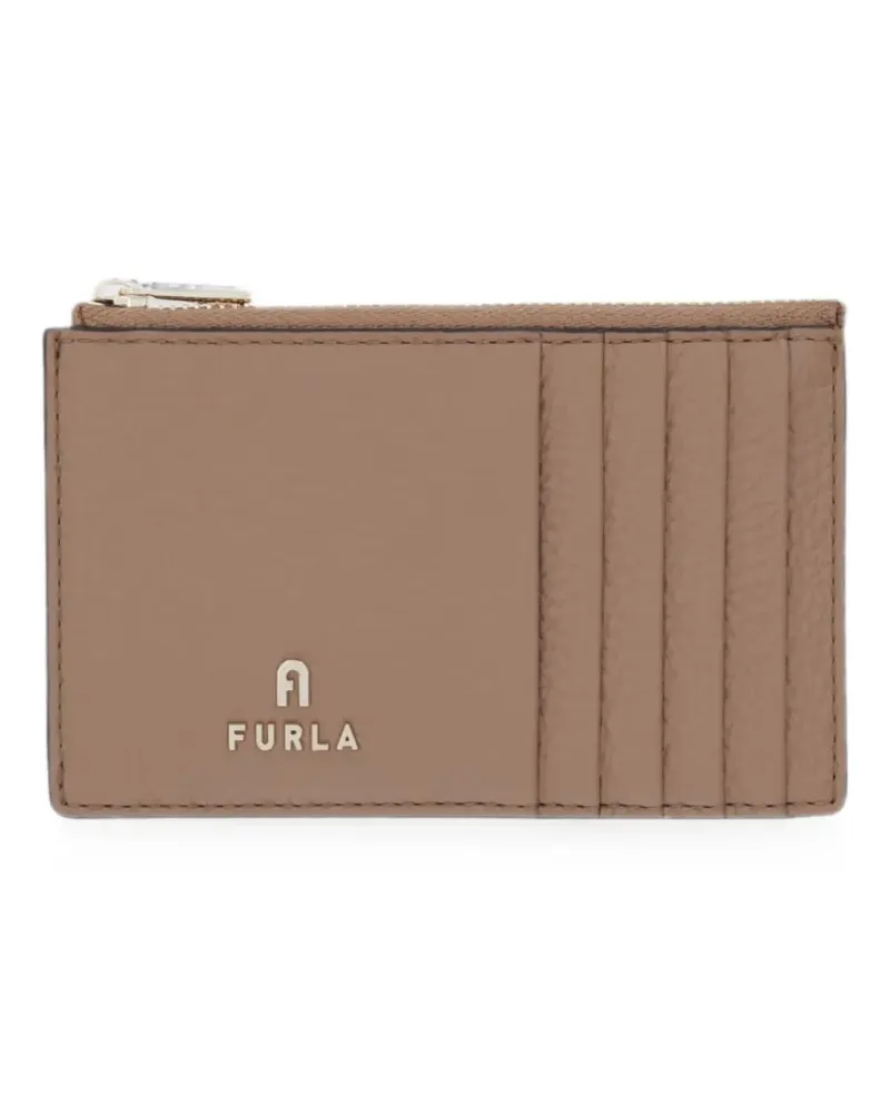 Furla logo-plaque zip-fastening card holder - Nude Nude