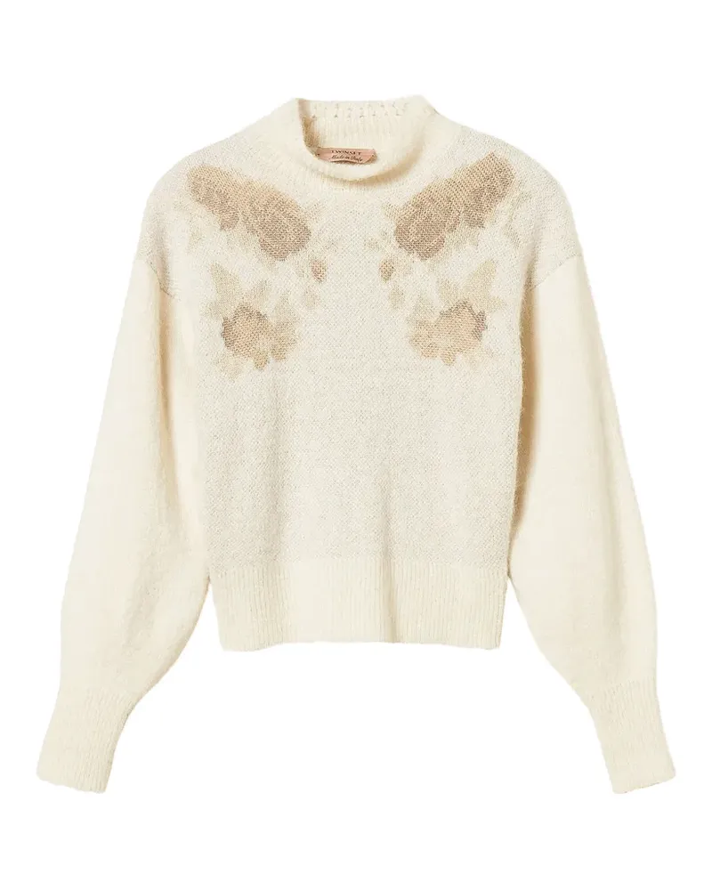 Twin-Set Jacquard-Pullover aus Alpakagemisch - Nude Nude