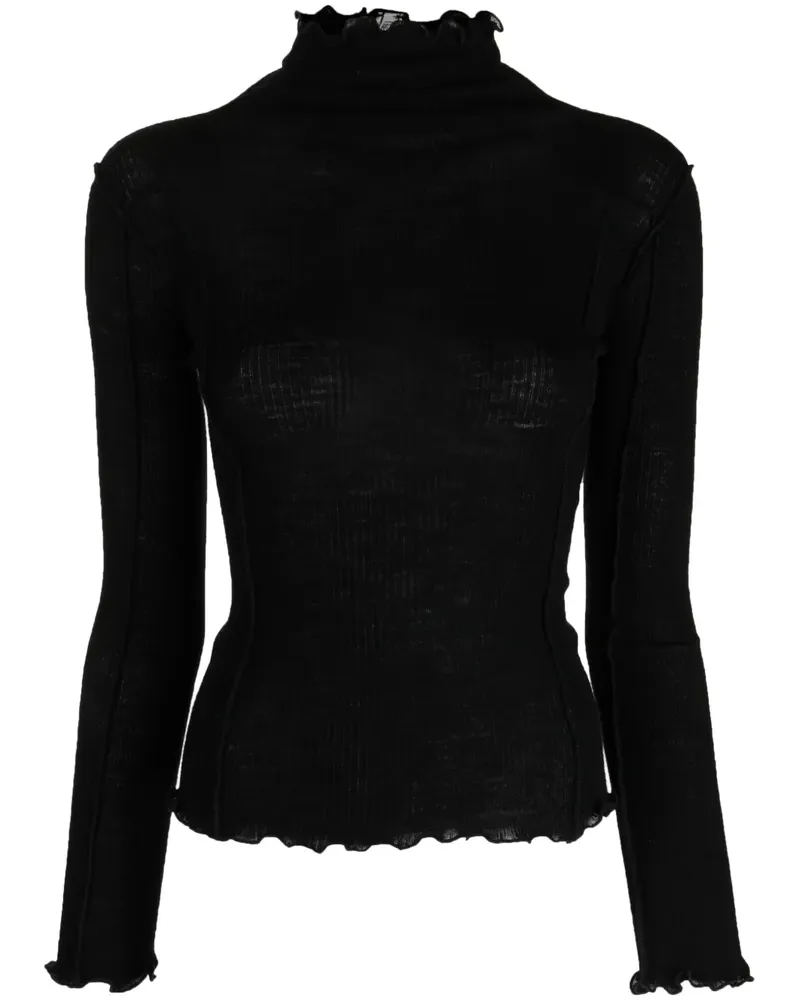 Baserange Gerippter Pullover - Schwarz Schwarz