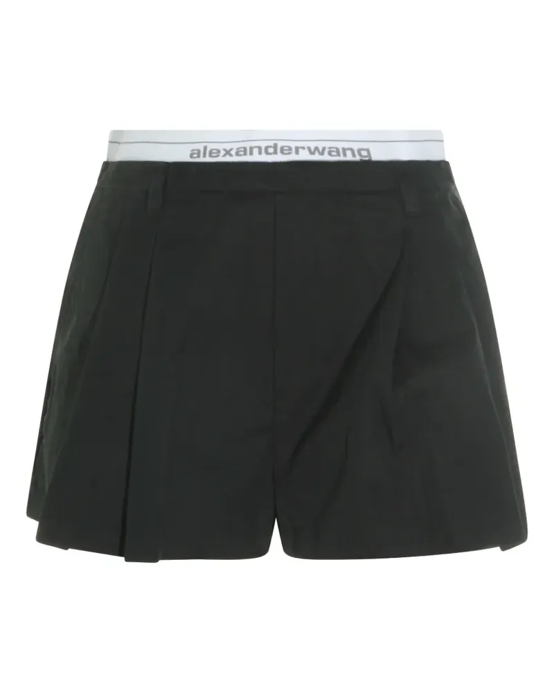 Alexander Wang logo-waistband pleated shorts - Schwarz Schwarz
