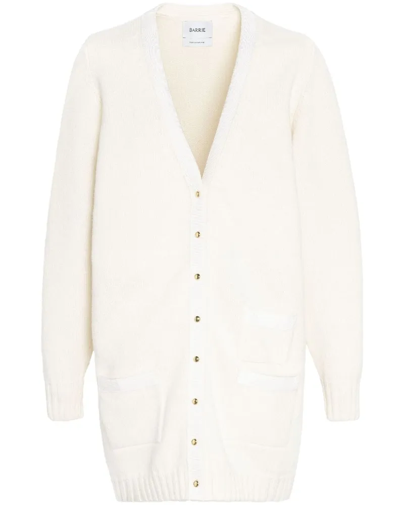 Barrie Cardigan aus Kaschmir mit Schleifendetail - Weiß Weiß